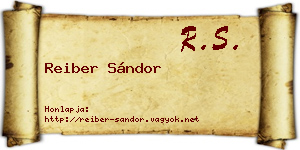 Reiber Sándor névjegykártya